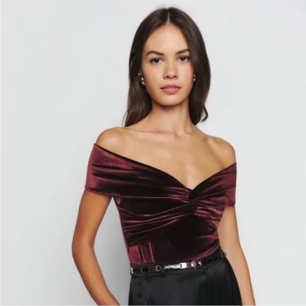 Reformation Ezlynn knit Top Velvet Medium NWT